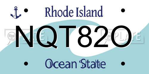 NQT82O Rhode Island License Plate