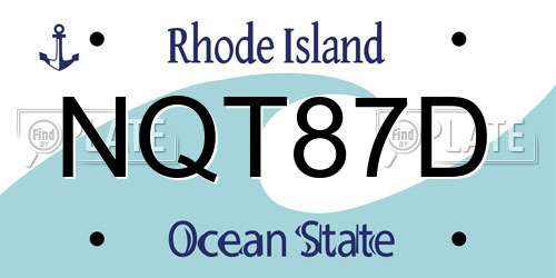 NQT87D Rhode Island License Plate