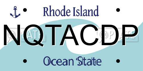 NQTACDP Rhode Island License Plate