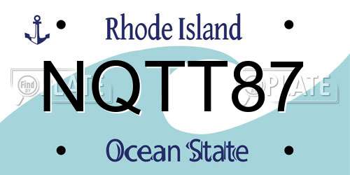 NQTT87 Rhode Island License Plate