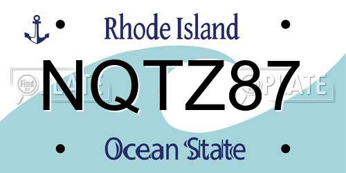 NQTZ87 Rhode Island License Plate