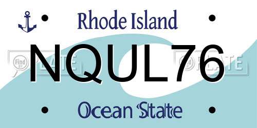NQUL76 Rhode Island License Plate
