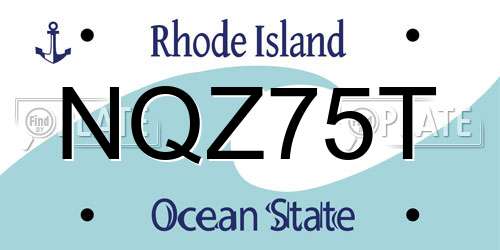 NQZ75T Rhode Island License Plate