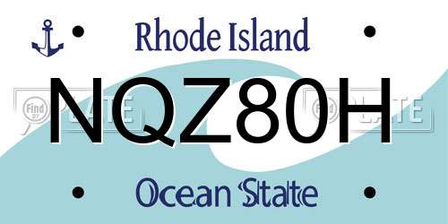 NQZ80H Rhode Island License Plate