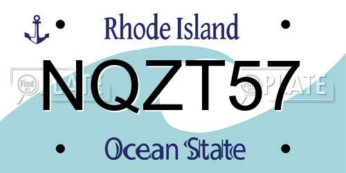 NQZT57 Rhode Island License Plate