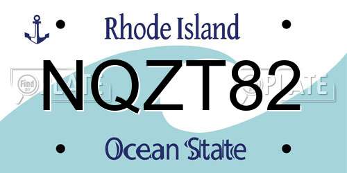 NQZT82 Rhode Island License Plate