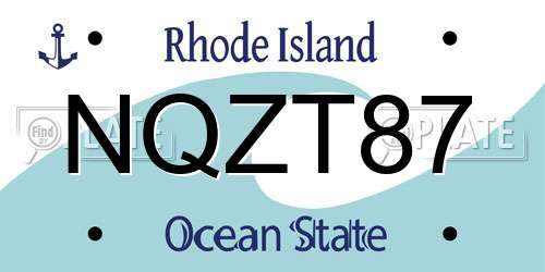 NQZT87 Rhode Island License Plate