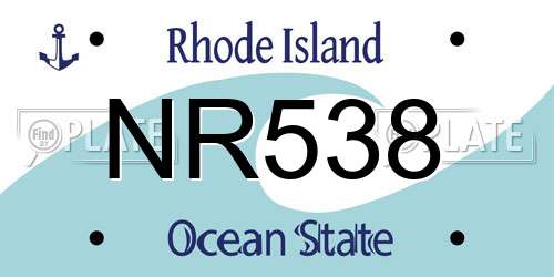 NR538 Rhode Island License Plate