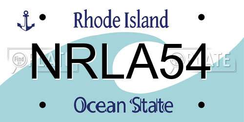 NRLA54 Rhode Island License Plate
