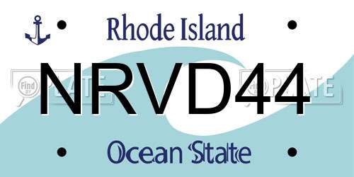 NRVD44 Rhode Island License Plate