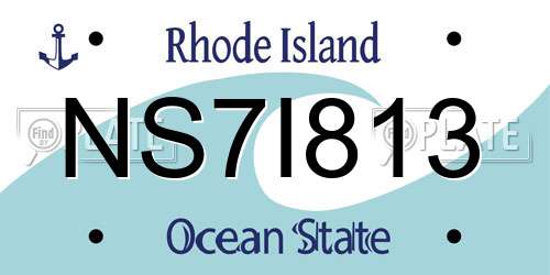 NS7I813 Rhode Island License Plate