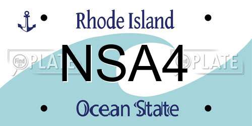 NSA4 Rhode Island License Plate