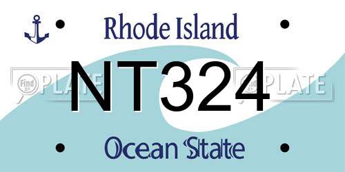 NT324 Rhode Island License Plate