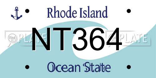 NT364 Rhode Island License Plate