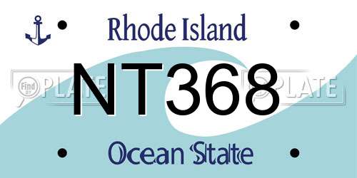 NT368 Rhode Island License Plate