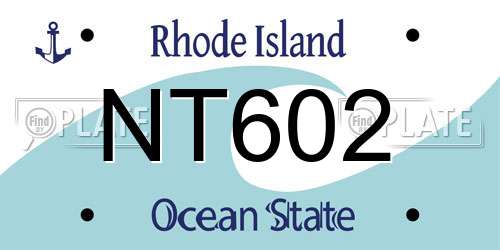 NT602 Rhode Island License Plate