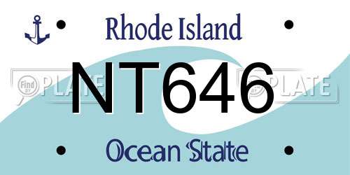 NT646 Rhode Island License Plate