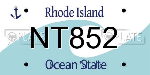 NT852 Rhode Island License Plate
