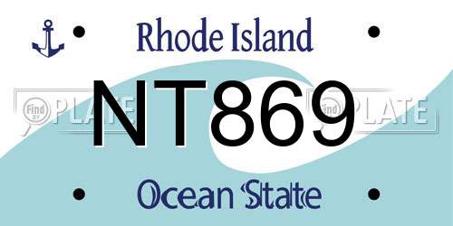 NT869 Rhode Island License Plate