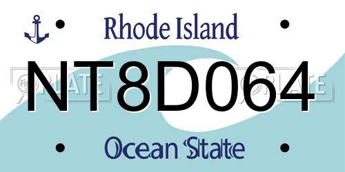NT8D064 Rhode Island License Plate