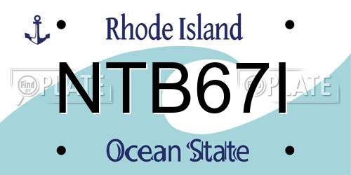 NTB67I Rhode Island License Plate