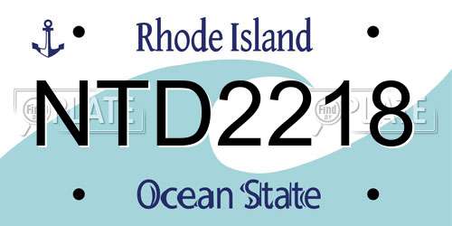 NTD2218 Rhode Island License Plate