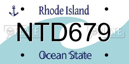NTD679 Rhode Island License Plate