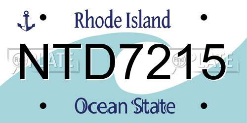 NTD7215 Rhode Island License Plate