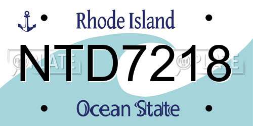 NTD7218 Rhode Island License Plate