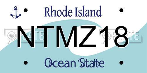 NTMZ18 Rhode Island License Plate