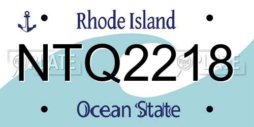 NTQ2218 Rhode Island License Plate