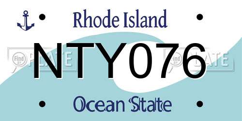 NTY076 Rhode Island License Plate