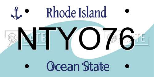 NTYO76 Rhode Island License Plate