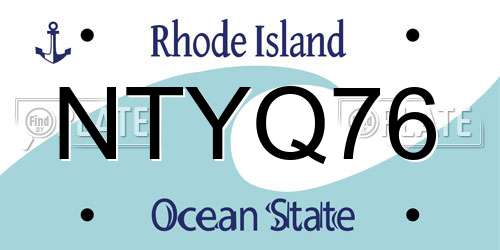 NTYQ76 Rhode Island License Plate