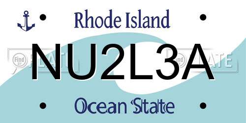 NU2L3A Rhode Island License Plate