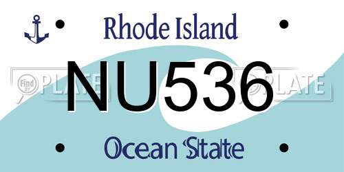 NU536 Rhode Island License Plate