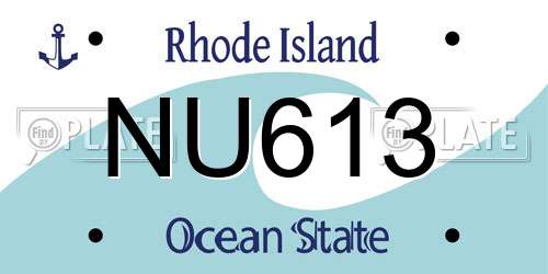 NU613 Rhode Island License Plate