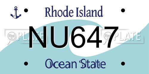 NU647 Rhode Island License Plate