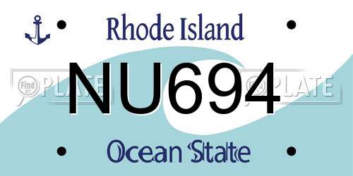 NU694 Rhode Island License Plate