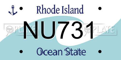 NU731 Rhode Island License Plate