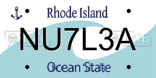 NU7L3A Rhode Island License Plate
