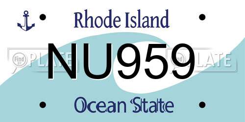 NU959 Rhode Island License Plate