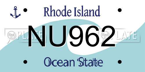 NU962 Rhode Island License Plate