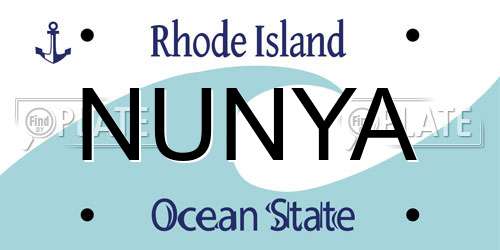 NUNYA Rhode Island License Plate