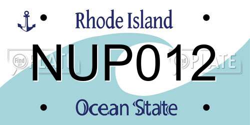 NUP012 Rhode Island License Plate
