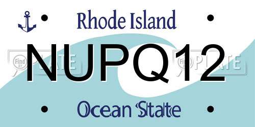 NUPQ12 Rhode Island License Plate