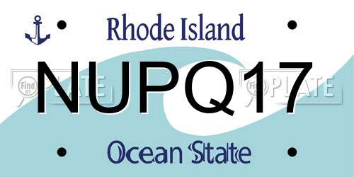 NUPQ17 Rhode Island License Plate