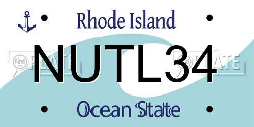NUTL34 Rhode Island License Plate