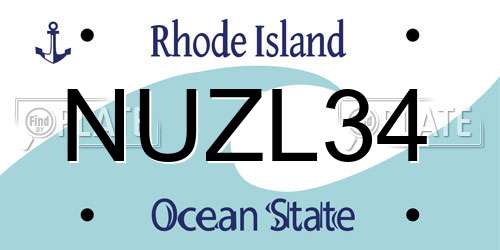 NUZL34 Rhode Island License Plate