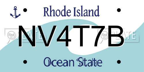 NV4T7B Rhode Island License Plate